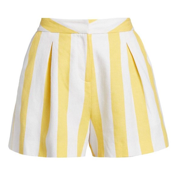 L'AGENCE Pants - L'AGENCE Vittoria Striped High Waisted Shorts Size 4 Preppy Resortwear Pleated